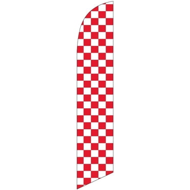 Red And White Checkered 12ft Feather Banner Swooper Flag - Flag Only, FeatherFlagNation