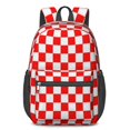 thumbnail image 1 of Red and White Checkered Pattern 17" School Backpacks for Teens,Waterproof Oxford Fabric,S-Shape Padded Straps for School,Travel,Hiking,Camping, 1 of 6