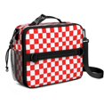 thumbnail image 1 of Red and White Checkered Pattern Insulated Lunch Bag with Shoulder Strap and Bottle Holder,Bento School Lunch Bag Box,11x9.5x3.5 Inches, 1 of 5
