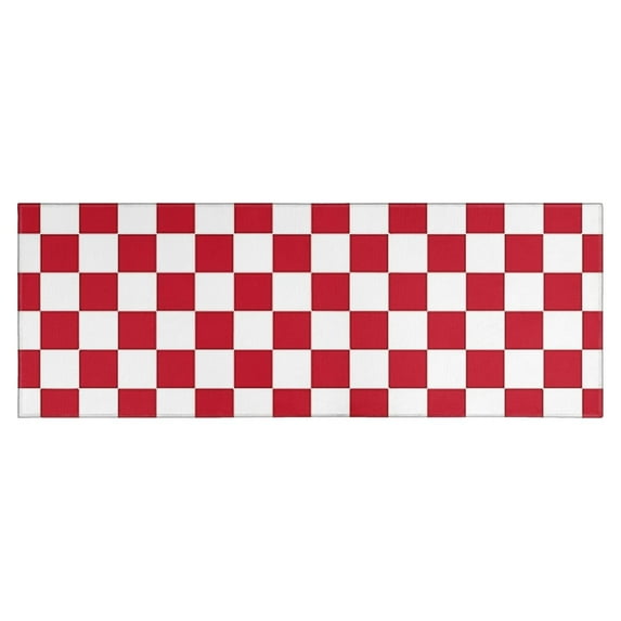 Red and White Checkered Pattern Kitchen Rug Mat,Kitchen Runner Rugs Non Skid Washable,Decorative Kitchen Floor Mats for Kitchen,Sink,Laundry,17"X47"