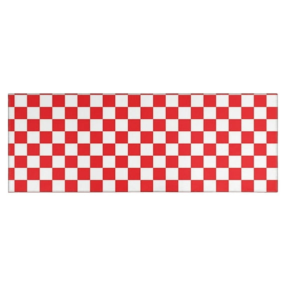 Red and White Checkered Pattern Kitchen Rug Mat,Kitchen Runner Rugs Non Skid Washable,Decorative Kitchen Floor Mats for Kitchen,Sink,Laundry,17"X47"