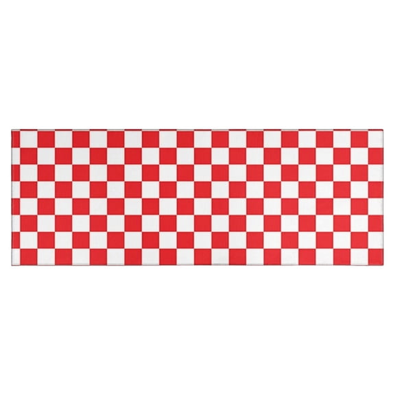 Red and White Checkered Pattern Kitchen Rug Mat,Kitchen Runner Rugs Non Skid Washable,Decorative Kitchen Floor Mats for Kitchen,Sink,Laundry,17"X47"