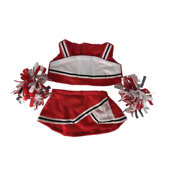 Red and White Cheerleader Uniform for 14"-18" Plush Dolls, Sports Dress Up Doll Clothes