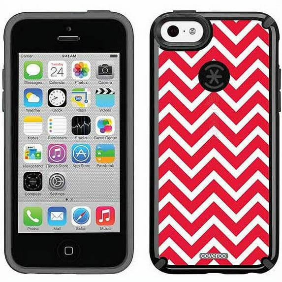 Red and White Chevron Design on Apple iPhone 5c CandyShell Case by Speck