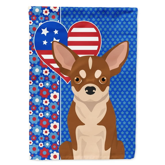 Red and White Chihuahua USA American Flag Canvas House Size