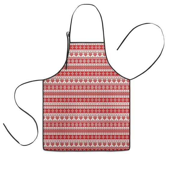 Red and White Christmas Pattern Kids Aprons for Girls and Boys,Adjustable Neck Strap Toddler Aprons for Kids Cooking Baking