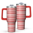 thumbnail image 1 of Red and White Christmas Pattern Tumbler with Handle and Lid,40oz Double Wall Vacuum Insulated Tumbler,Cups Gift for Women and Men, 1 of 7