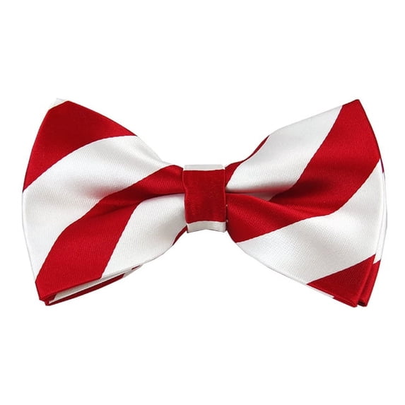 Red and White College Stripe Pre-Tied Bow Tie