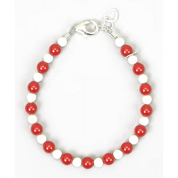 Red and White Coral Pearls Beaded Bracelet