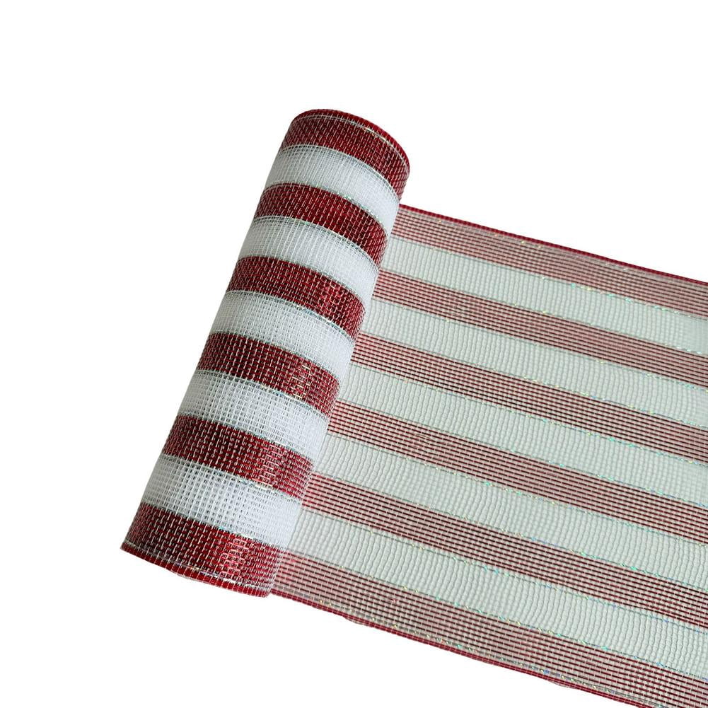 Red and White Deco Mesh Ribbon Roll, 10.24 in Wide x 10 yd Long ...