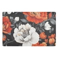thumbnail image 1 of Red and White Floral on Black Floor Door Mat Outdoor Indoor for Home Entrance Welcome Mats 32"x20", 1 of 8