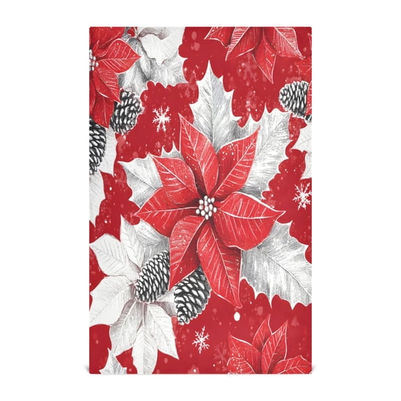 Red and White Flowers Kitchen Towels Set of 4 Tea Towels for Kitchen Decorative Waffle Dishcloths 28x18in