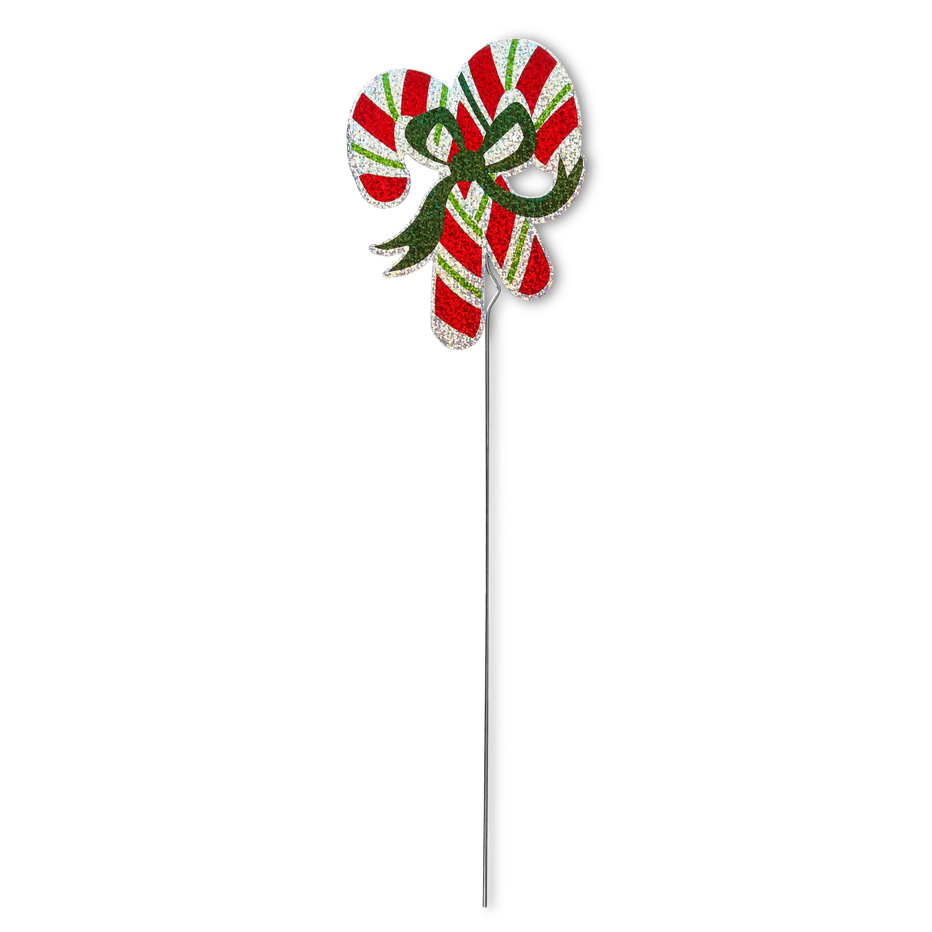 Red and White Holographic Candy Cane Outdoor Stake Sign, 18 in, by ...