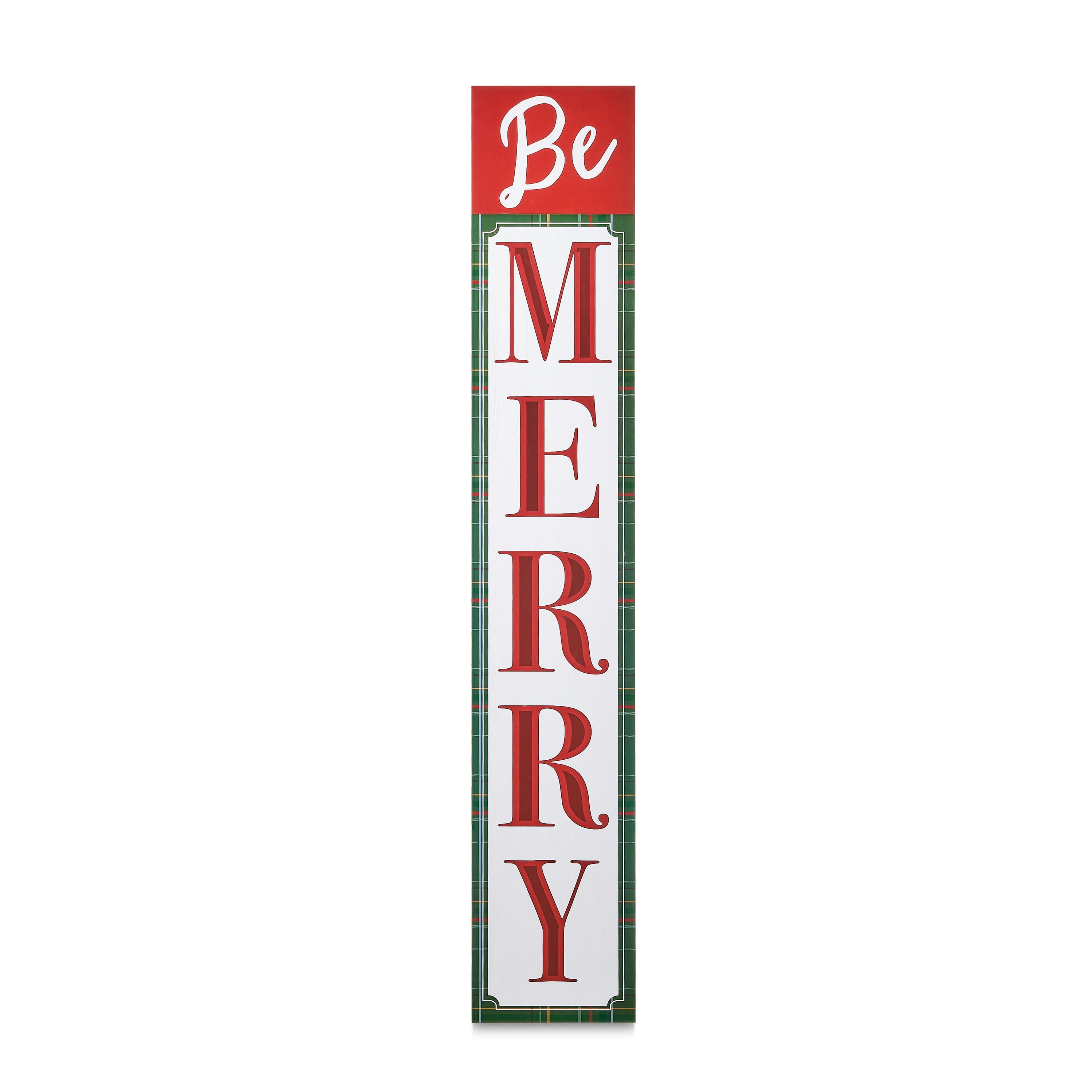 Red and White Outdoor Christmas Hanging Sign, Be Merry, 67 in, by
