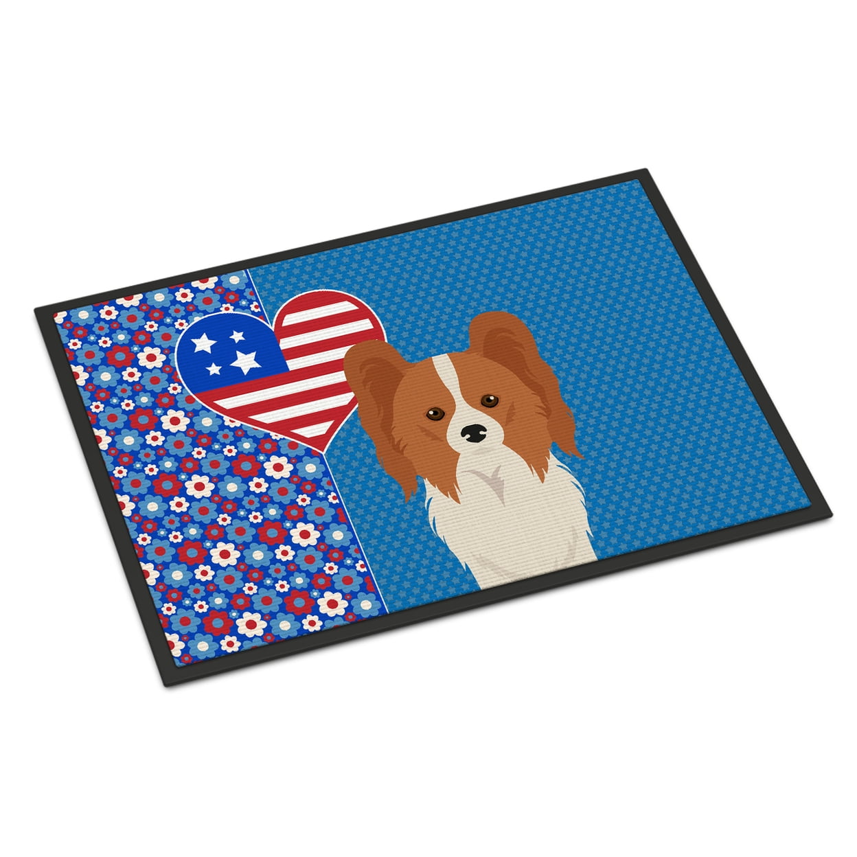 Red and White Papillon USA American Indoor or Outdoor Mat 24x36