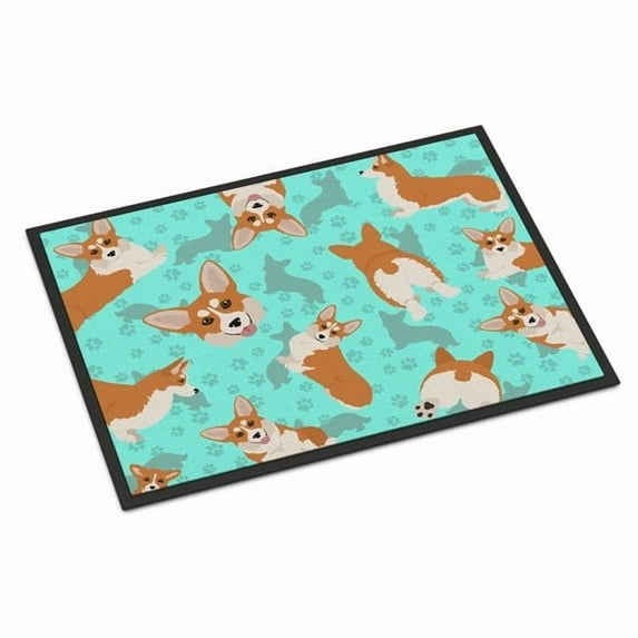 Red and White Pembroke Corgi Indoor or Outdoor Mat 24x36 36 in x 24 in