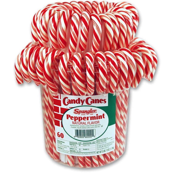 Red and White Peppermint Flavor Large Candy Canes 1-60 Count Jar