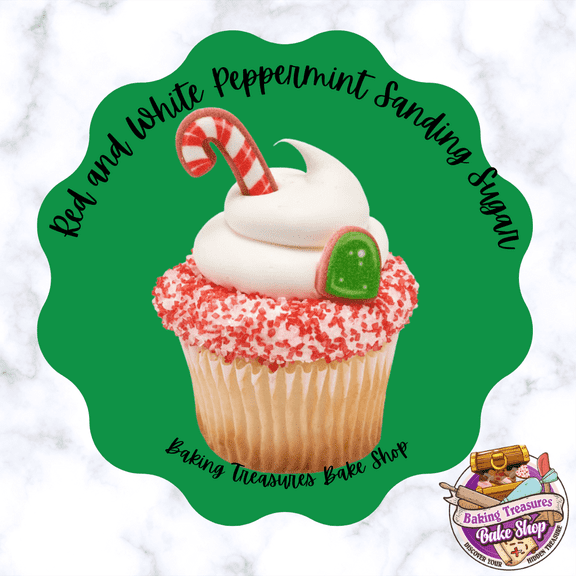 Red and White Peppermint Flavored Crystal Sanding Sugar