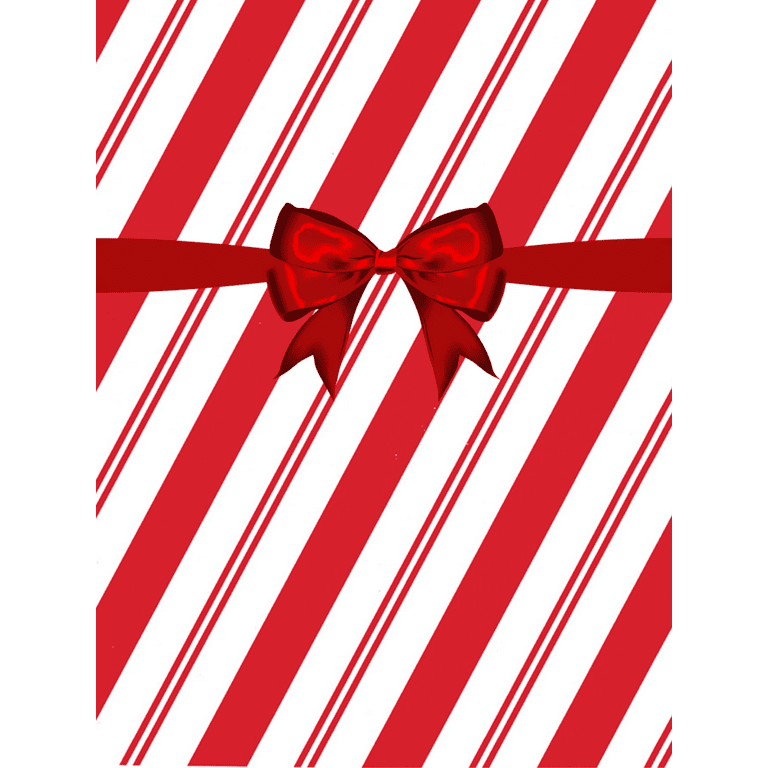 Cakesupplyshop Red and White Peppermint Strip Holiday Christmas Gift Premium Wrapping Paper 15ft