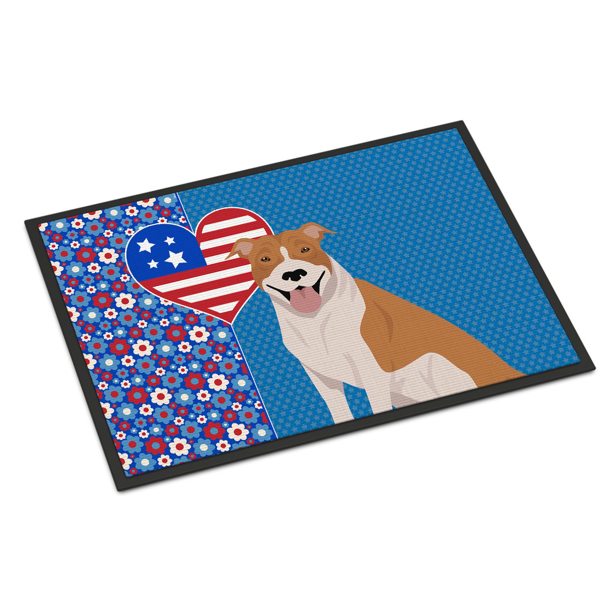 thumbnail image 1 of Red and White Pit Bull Terrier Indoor or Outdoor Mat 24x36 36 in x 24 in, 1 of 5