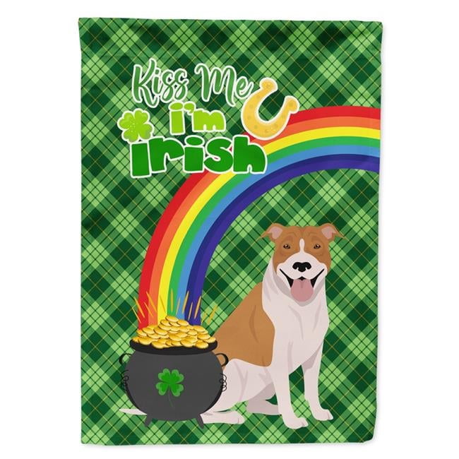 Red and White Pit Bull Terrier St. Patrick's Day Flag Garden Size 11.25 in x 15.5 in