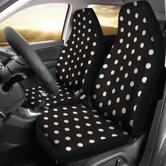 Red and White Polka Dot Car Seat Covers Polkadots Retro Vintage Pack of 2 Universal Front Seat Protective Cover