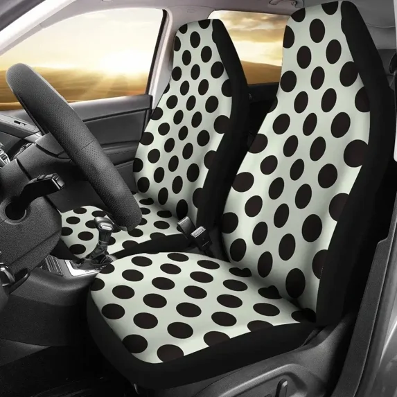 Red and White Polka Dot Car Seat Covers Polkadots Retro Vintage Pack of 2 Universal Front Seat Protective Cover