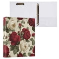 thumbnail image 1 of Red and White Roses 3 Ring Hardcover Binders 1.5in Round Rings for Letter-Size Folder Paper Organizer Pockets for Office Student Recipe, 1 of 9