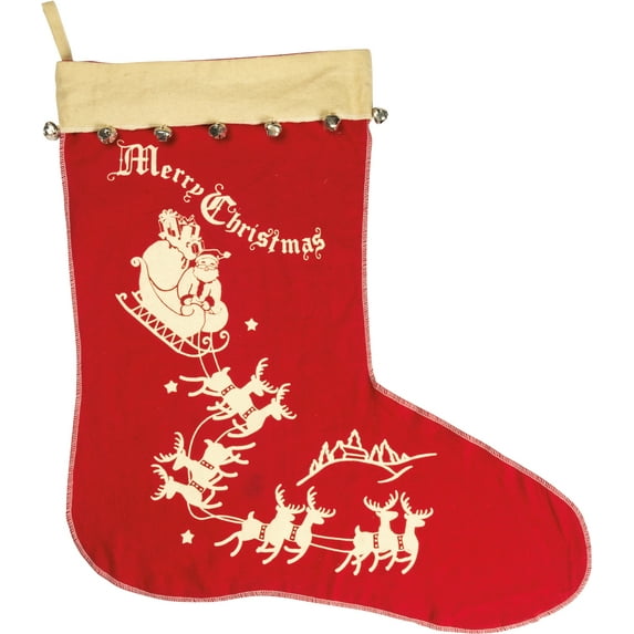 Red and White Santa and Reindeer Jumbo Chrismtas Holiday Stocking 25 Inches