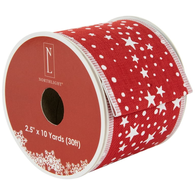 Northlight Red and White Stars Wired Craft Christmas Ribbon