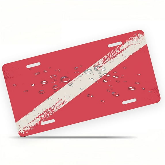 Red and White Stripe Funny Personalized License Plate Rust-proof Stainless Steel Metal License Plate Suitable For Men And Women 12.2" x 6.2"