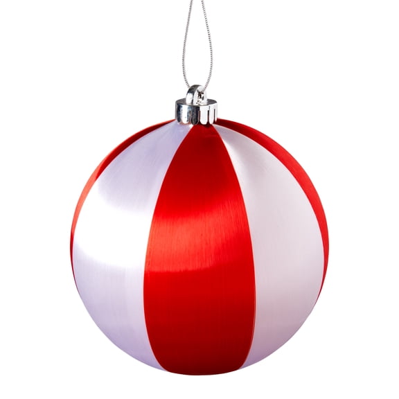 Red and White Stripe Jumbo Ornament, 6 inch, Holiday Time
