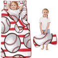 thumbnail image 1 of Red and White Striped Baseballs Pattern Toddler Nap Mats for Kids Preschool,Sleeping Mat Bag or Kids,Toddler Sleeping Bag,Toddler Nap Mat or Daycare, 1 of 6