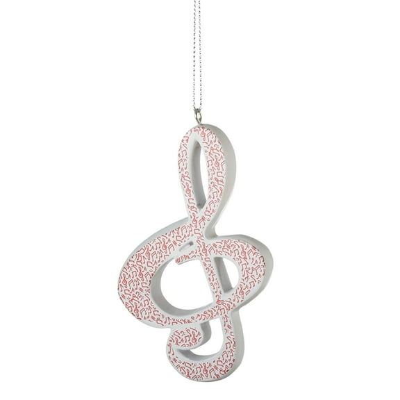 Red and White Treble Clef Resin Stone Christmas Tree Ornament