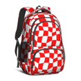 thumbnail image 1 of Red and White Wavy Checkered Pattern Backpack for School, Cute School Bag with Adjustable Shoulder Straps and Padded Back, 16.9"x12.6"x5.9", 1 of 5