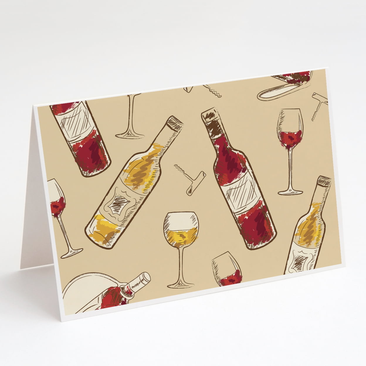 Red and White Wine Greeting Cards and Envelopes Pack of 8