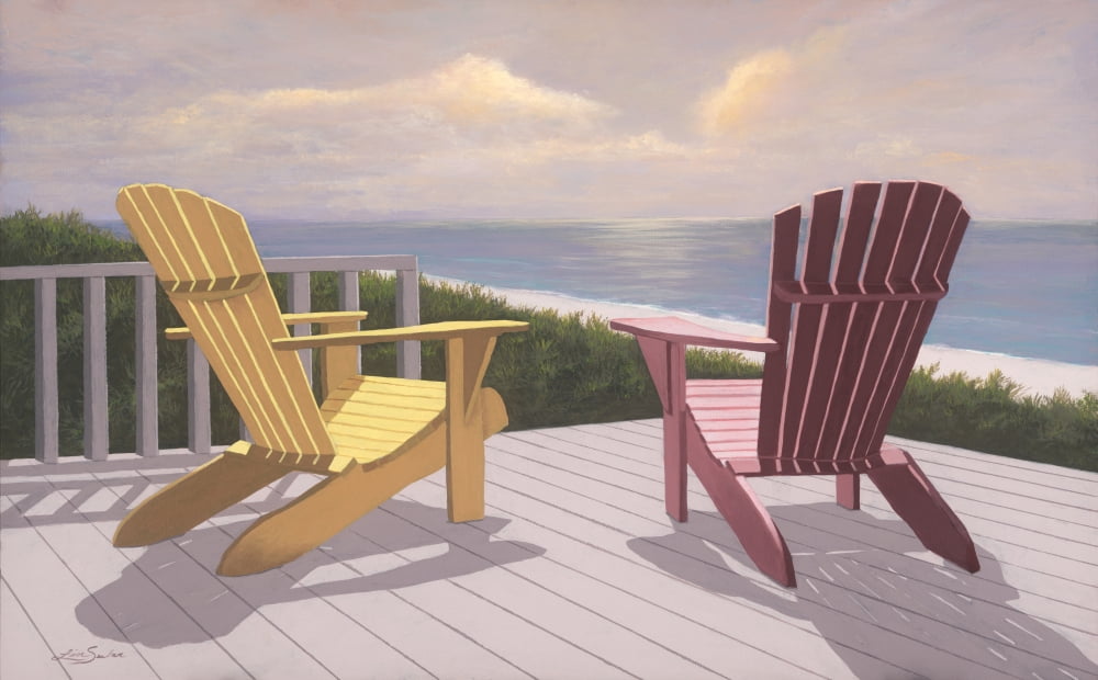 Red and Yellow Chairs Canvas Art - Lin Seslar (14 x 22)