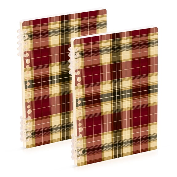 Red and Yellow Gingham Plaids Notebook Detachable Coil Notebook Diary Plan Book A5 Size 60 Pages 1 Pack