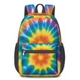 thumbnail image 1 of Red and Yellow Tie Dye Pattern 17" School Backpacks for Teens,Waterproof Oxford Fabric,S-Shape Padded Straps for School,Travel,Hiking,Camping, 1 of 6