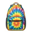 thumbnail image 1 of Red and Yellow Tie Dye Pattern Backpack for School, Cute School Bag with Adjustable Shoulder Straps and Padded Back, 15.3"x11"x6.7", 1 of 5