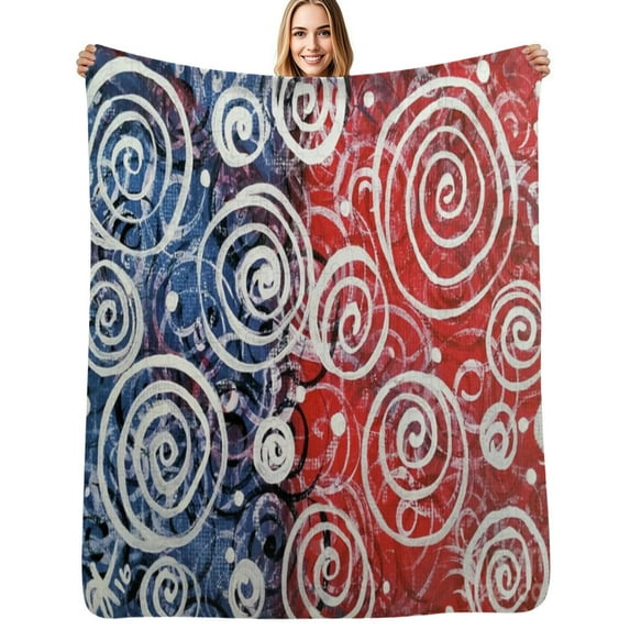 Red and blue painting Soft Blanket Travel Bedding Throws Flannel Bedspread Sofa Bed Cover
