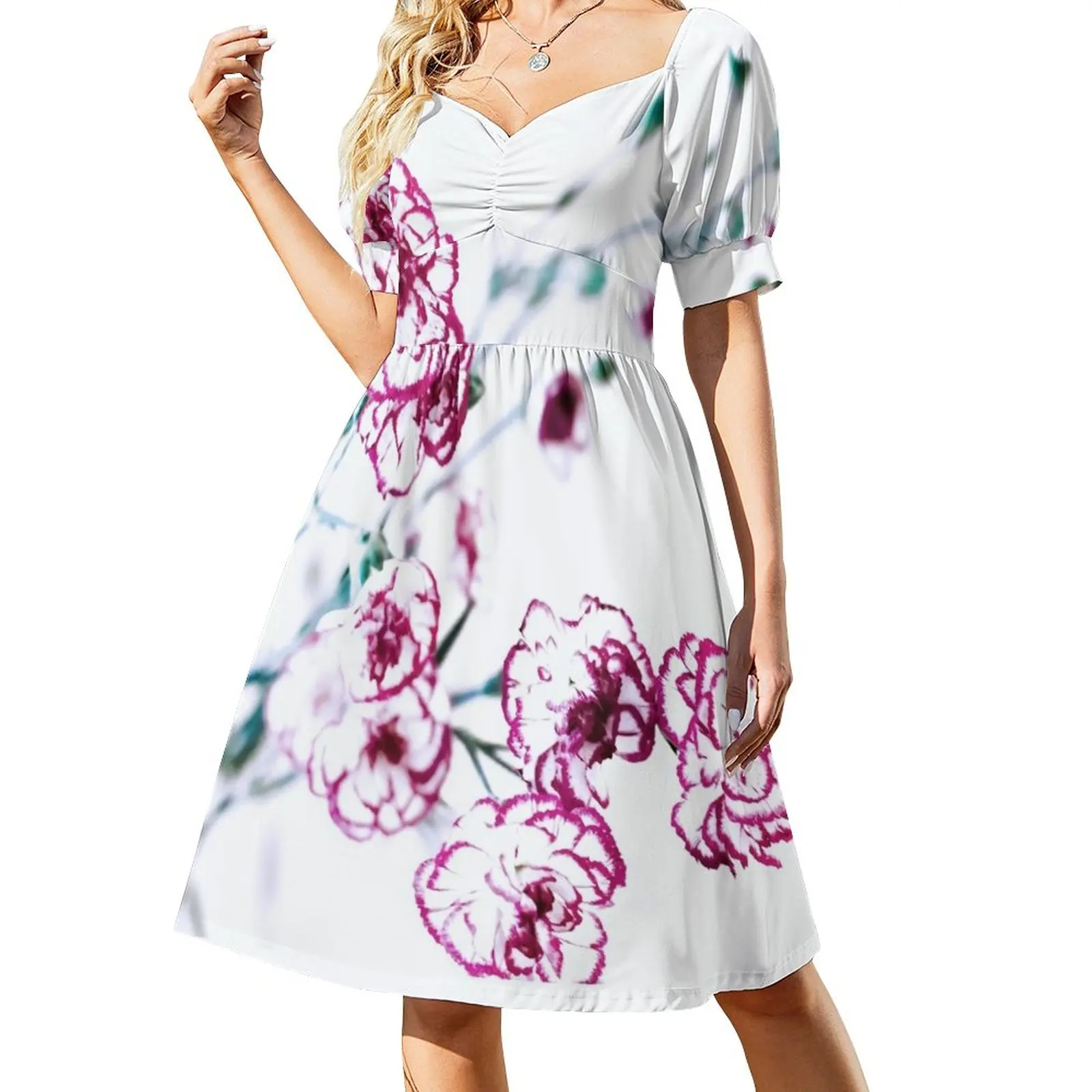 Red and white carnation flowers Sleeveless Dress Cocktail of dresses