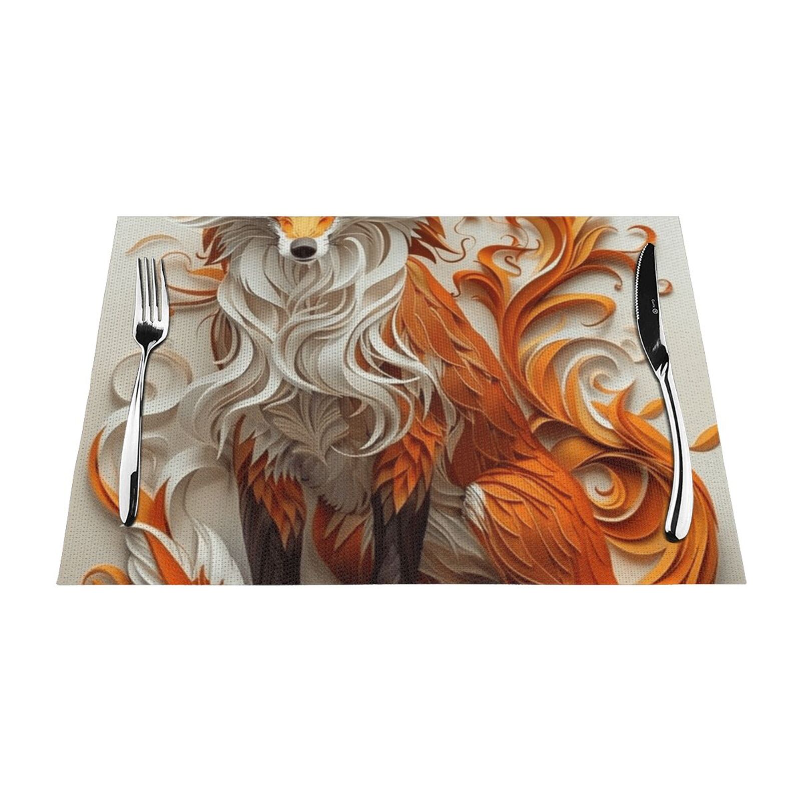 Red animal closeup PVC meal mat, dining table mat PVC washable woven