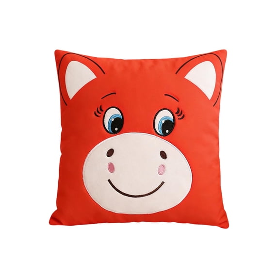 Red ark Blue Decorative Flocked Pillow Cover With Soft Durable Material, Invisible Zipper And Versatile Indoor Outdoor Use For Sofa Bed Chair Decor And Holiday Gift 17.7X17.7In 0.22Lb