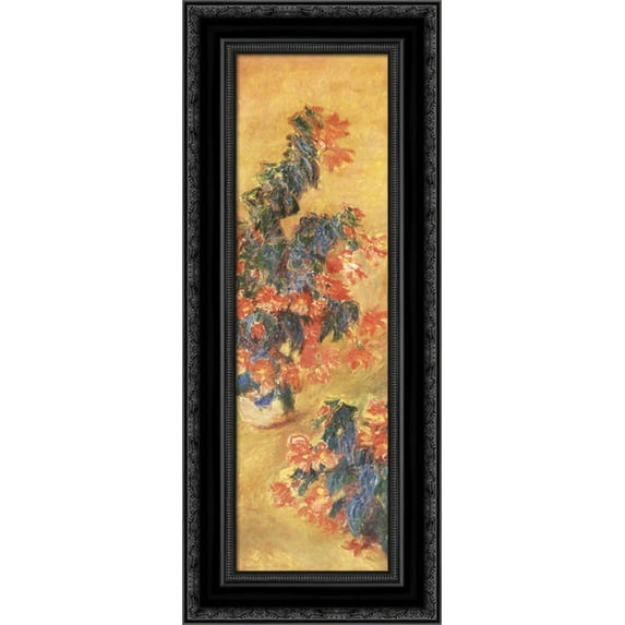 Red azaleas in a Pot 12x24 Black Ornate Wood Framed Canvas Art by Monet, Claude