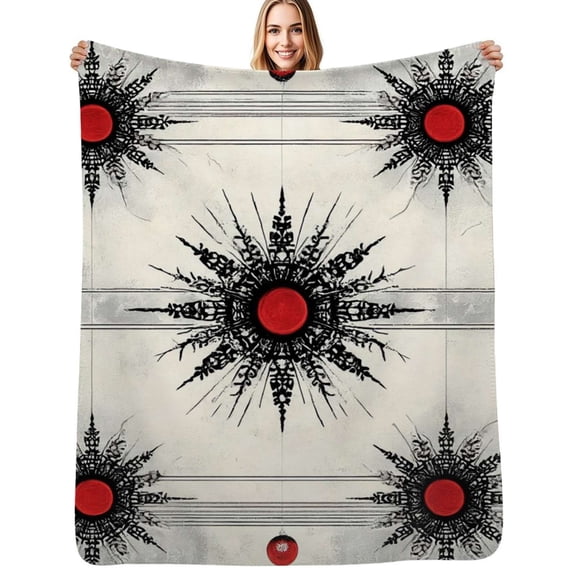 Red black starburst pattern design Soft Blanket Travel Bedding Throws Flannel Bedspread Sofa Bed Cover