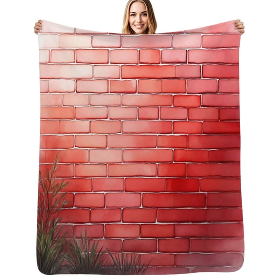 Red brick Stone wall Grass Flannel Blanket Warm Soft Bedding Throws Winter Camping Chair Sofa Bed