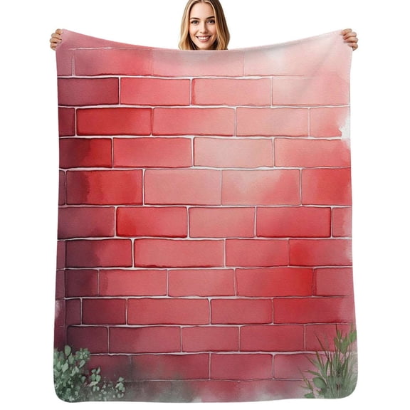 Red brick wall Grass Soft Blanket Travel Bedding Throws Flannel Bedspread Sofa Bed Cover