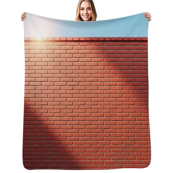 Red brick wall Sunlight Flannel Blanket Warm Soft Bedding Throws Winter Camping Chair Sofa Bed