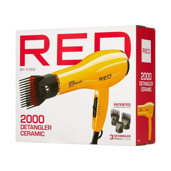 Red by KISS 2000 Ceramic Hair Dryer, Professional Salon Blow Dryer 3 Attachments Included